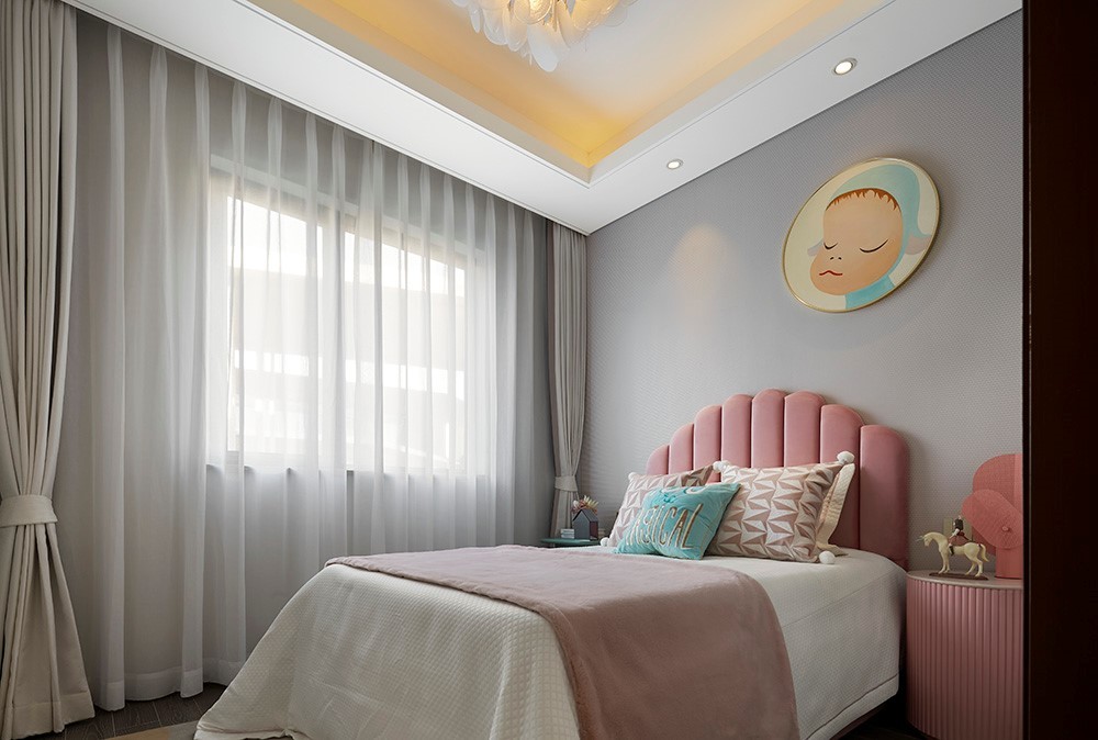 现代轻奢风格室内家装案例效果图-次卧 现代轻奢风格室内家装案例效果图-次卧