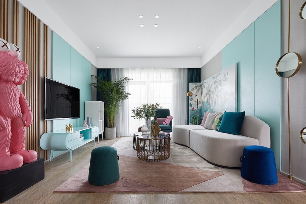 轻奢风格室内家装案例效果图-客厅 轻奢风格室内家装案例效果图-客厅