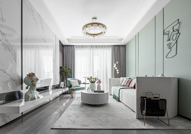简欧轻奢风格室内设计家装案例-客厅 简欧轻奢风格室内设计家装案例-客厅