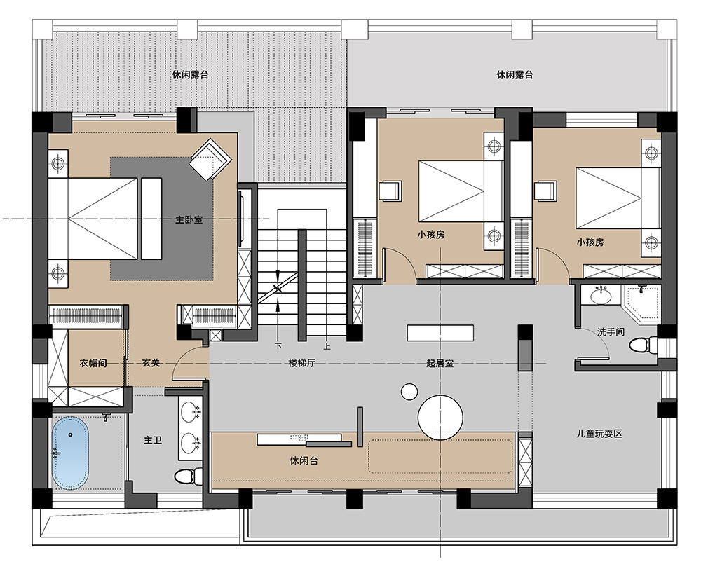 现代极简风格别墅装修设计效果图-迎江"逸"墅·碧桂园-别墅装修设计二楼平面图 现代极简风格别墅装修设计效果图-迎江"逸"墅·碧桂园-别墅装修设计二楼平面图